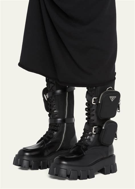 prada monolith boots street style|Prada monolith boots sale.